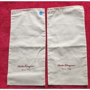 Vtg Salvatore Ferragamo Shoe Dust Bags Cotton Florence Italy Logo Pair 17 x 8